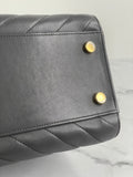 Saint Laurent Grey Calfskin Matelasse Chevron Small Monogram Cabas Shoulder/Crossbody Bag