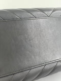 Saint Laurent Grey Calfskin Matelasse Chevron Small Monogram Cabas Shoulder/Crossbody Bag