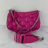 GUCCI Lovely (Pink) Nylon Calfskin Enamel GG Matelasse Chain Crossbody/Shoulder Bag