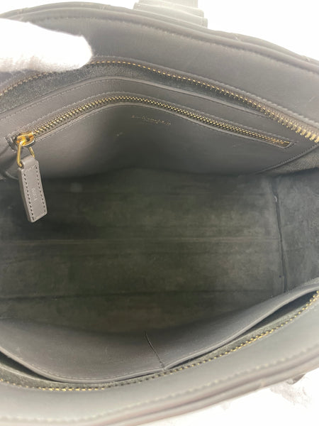 Saint Laurent Grey Calfskin Matelasse Chevron Small Monogram Cabas Shoulder/Crossbody Bag