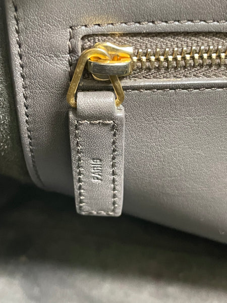 Saint Laurent Grey Calfskin Matelasse Chevron Small Monogram Cabas Shoulder/Crossbody Bag