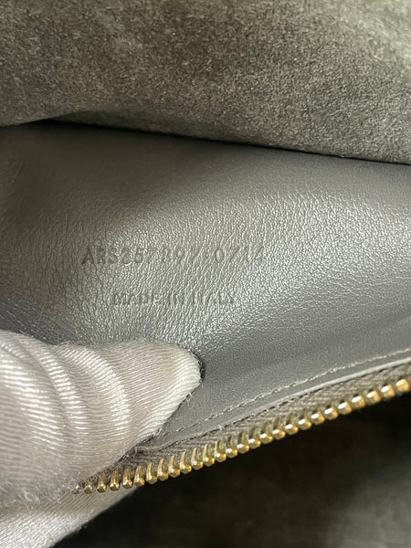 Saint Laurent Grey Calfskin Matelasse Chevron Small Monogram Cabas Shoulder/Crossbody Bag