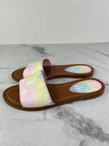 LOUIS VUITTON Escale Pastel Lock It Monogram Flat Mules Size 37