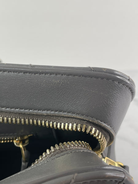 Saint Laurent Grey Calfskin Matelasse Chevron Small Monogram Cabas Shoulder/Crossbody Bag