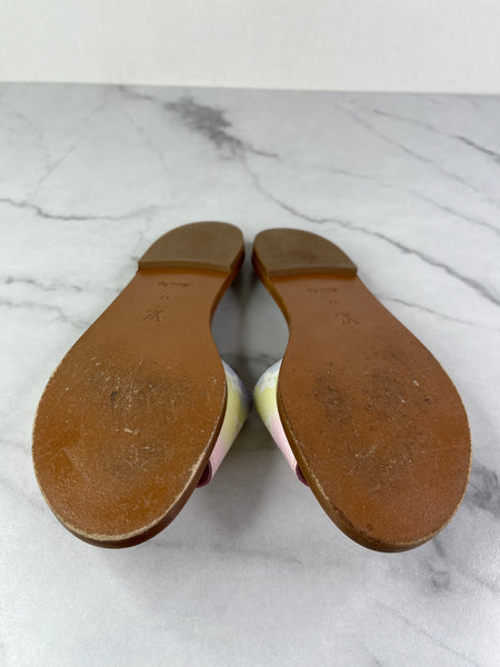 LOUIS VUITTON Escale Pastel Lock It Monogram Flat Mules Size 37