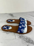 LOUIS VUITTON Escale Blue Lock It Monogram Flat Mules Size 37