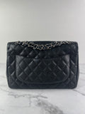 CHANEL Black Caviar SHW Classic Jumbo Single Flap Bag