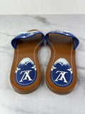 LOUIS VUITTON Escale Blue Lock It Monogram Flat Mules Size 37