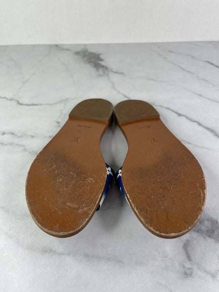 LOUIS VUITTON Escale Blue Lock It Monogram Flat Mules Size 37