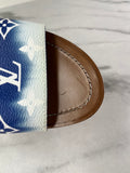 LOUIS VUITTON Escale Blue Lock It Monogram Flat Mules Size 37