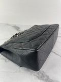 CHANEL Black Caviar SHW Classic Jumbo Single Flap Bag