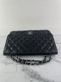 CHANEL Black Caviar SHW Classic Jumbo Single Flap Bag
