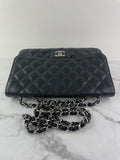 CHANEL Black Caviar SHW Classic Jumbo Single Flap Bag