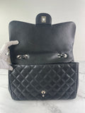 CHANEL Black Caviar SHW Classic Jumbo Single Flap Bag