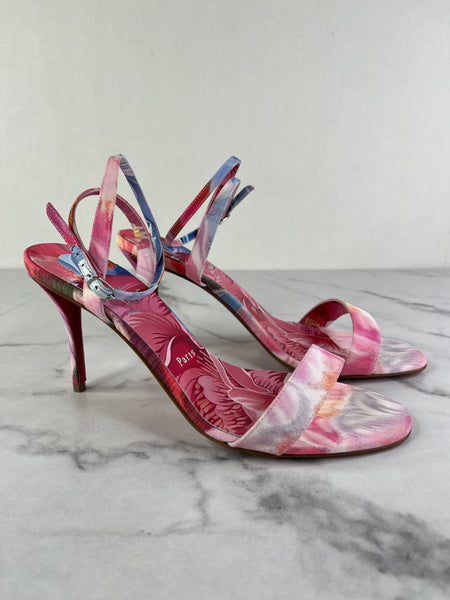 CHRISTIAN LOUBOUTIN Miss Z 80 floral sandals Size 38.5