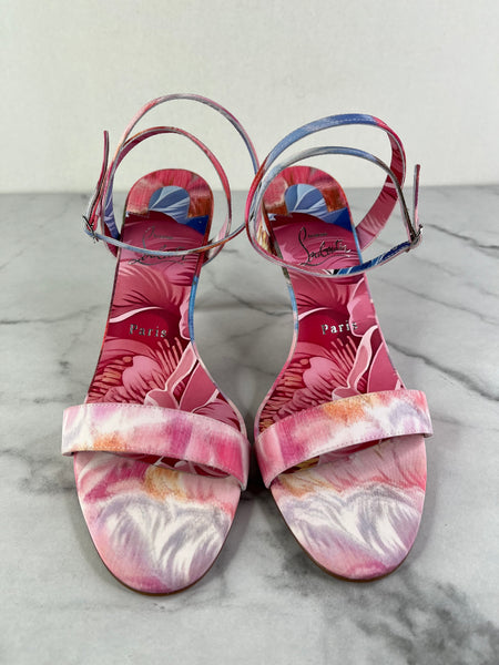 CHRISTIAN LOUBOUTIN Miss Z 80 floral sandals Size 38.5