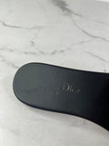 CHRISTIAN DIOR Deep Blue Embroidered Cotton Dway Slides Size 37
