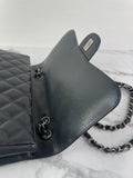 CHANEL Black Caviar SHW Classic Jumbo Single Flap Bag