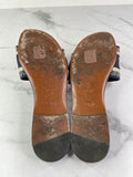 CHRISTIAN DIOR Deep Blue Embroidered Cotton Dway Slides Size 37