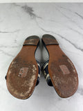 CHRISTIAN DIOR Deep Blue Embroidered Cotton Dway Slides Size 37