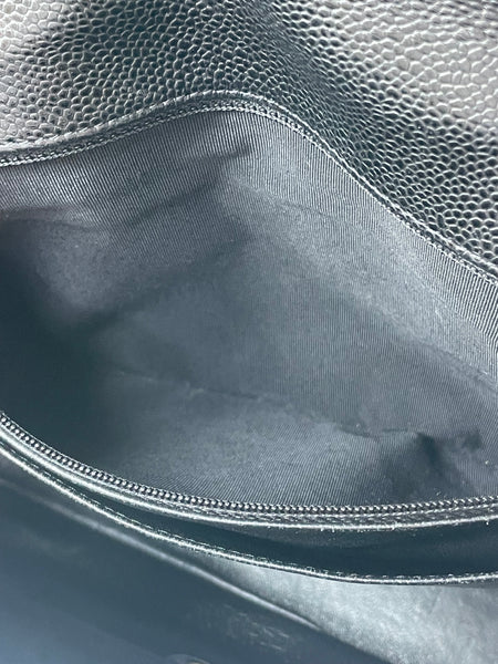 CHANEL Black Caviar SHW Classic Jumbo Single Flap Bag