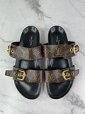LOUIS VUITTON Monogram Bom Dia Mule Sandals Size 37
