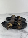 LOUIS VUITTON Monogram Bom Dia Mule Sandals Size 37