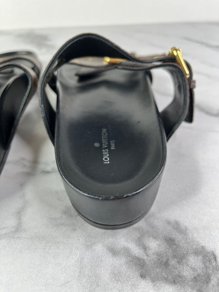 LOUIS VUITTON Monogram Bom Dia Mule Sandals Size 37