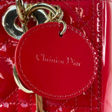 DIOR Medium Lady Dior Bag Red Patent Cannage Calfskin Crossbody/Shoulder Bag