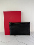 VALENTINO Black Leather Rockstud Clutch