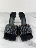 BOTTEGA VENETA Black Nappa Matelasse Padded Mule Sandals Size 37