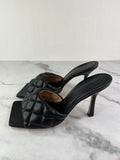 BOTTEGA VENETA Black Nappa Matelasse Padded Mule Sandals Size 37