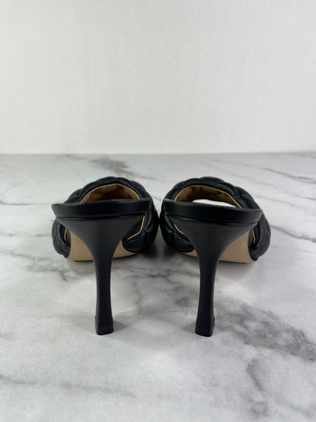 BOTTEGA VENETA Black Nappa Matelasse Padded Mule Sandals Size 37