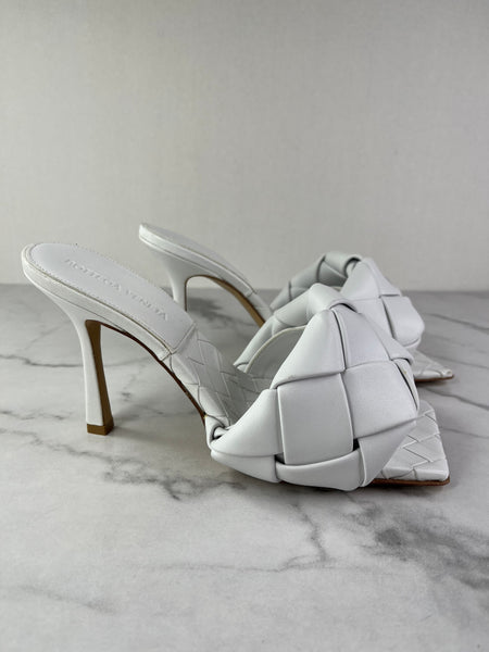 Bottega Veneta Intrecciato leather Optic White Lido Mules Size 37
