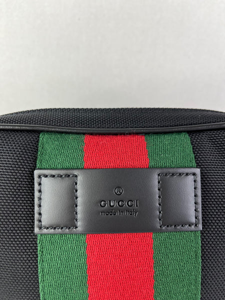 GUCCI Black Canvas Web Slim Belt Bag