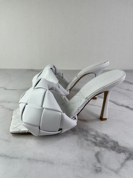 Bottega Veneta Intrecciato leather Optic White Lido Mules Size 37