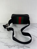 GUCCI Black Canvas Web Slim Belt Bag