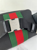 GUCCI Black Canvas Web Slim Belt Bag