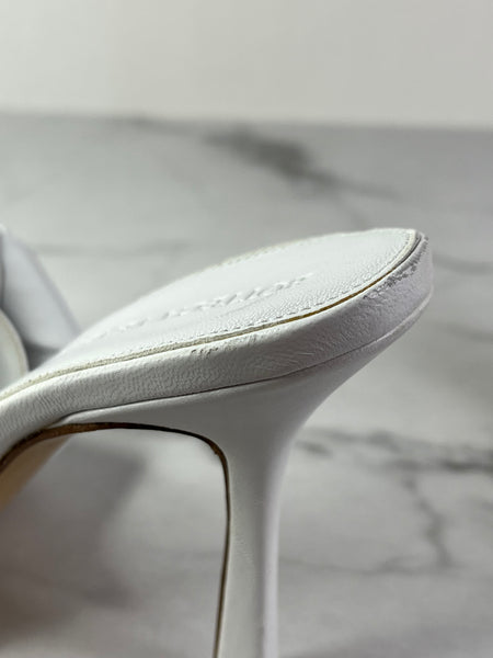 Bottega Veneta Intrecciato leather Optic White Lido Mules Size 37