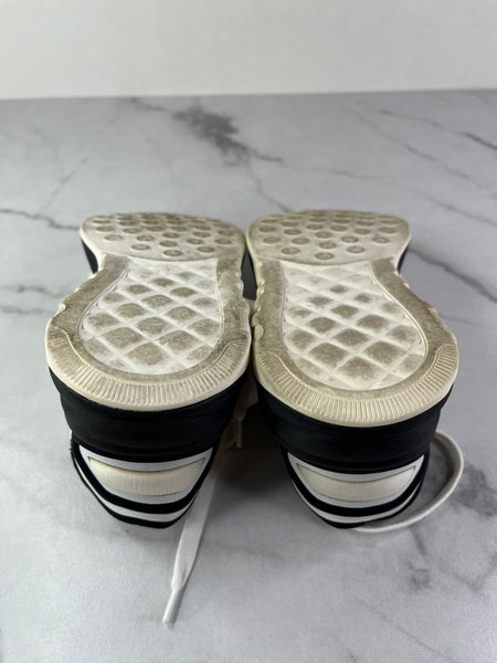 CHANEL White Black Lycra Womens CC Sneakers Size 36.5
