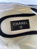 CHANEL White Black Lycra Womens CC Sneakers Size 36.5