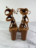 Christian Louboutin Tan Brown Suede Amazoudur Gladiator Sandals Size 37