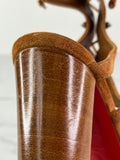 Christian Louboutin Tan Brown Suede Amazoudur Gladiator Sandals Size 37