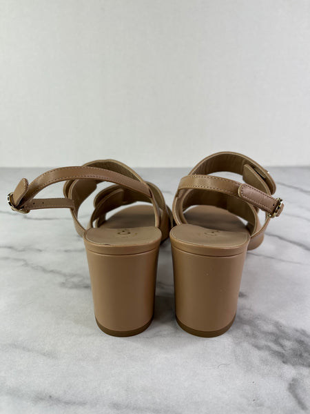 CHANEL Beige Calfskin CC Turnlock Sandals Size 37
