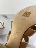 CHANEL Beige Calfskin CC Turnlock Sandals Size 37