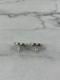 CHANEL Silver Strass CC Stud Earrings