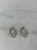 Christian Dior Silver Crystal Logo Dangle Earrings