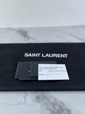 SAINT LAURENT White Black Linen Calfskin Rive Gauche North South Tote