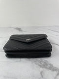 Chanel Black Caviar Chevron Quilted Square Wallet On Chain WOC Crossbody/Shoulder Bag
