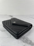Chanel Black Caviar Chevron Quilted Square Wallet On Chain WOC Crossbody/Shoulder Bag